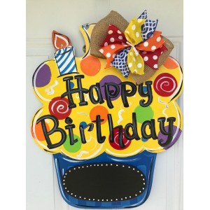 Birthday wreath,Birthday Sign door decor,birthday Door Hanger,Chalkboard sign   122641726588